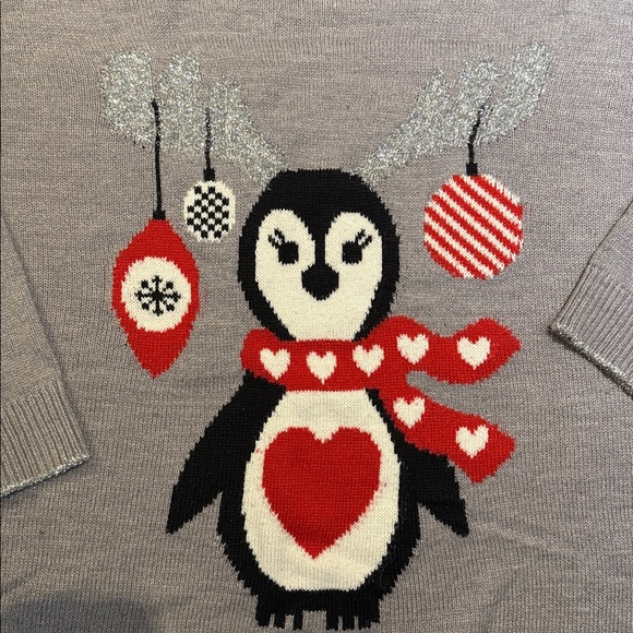 Christmas Sweater Gray Penguin Holiday Sweater. Size 2 X - Picture 2 of 8